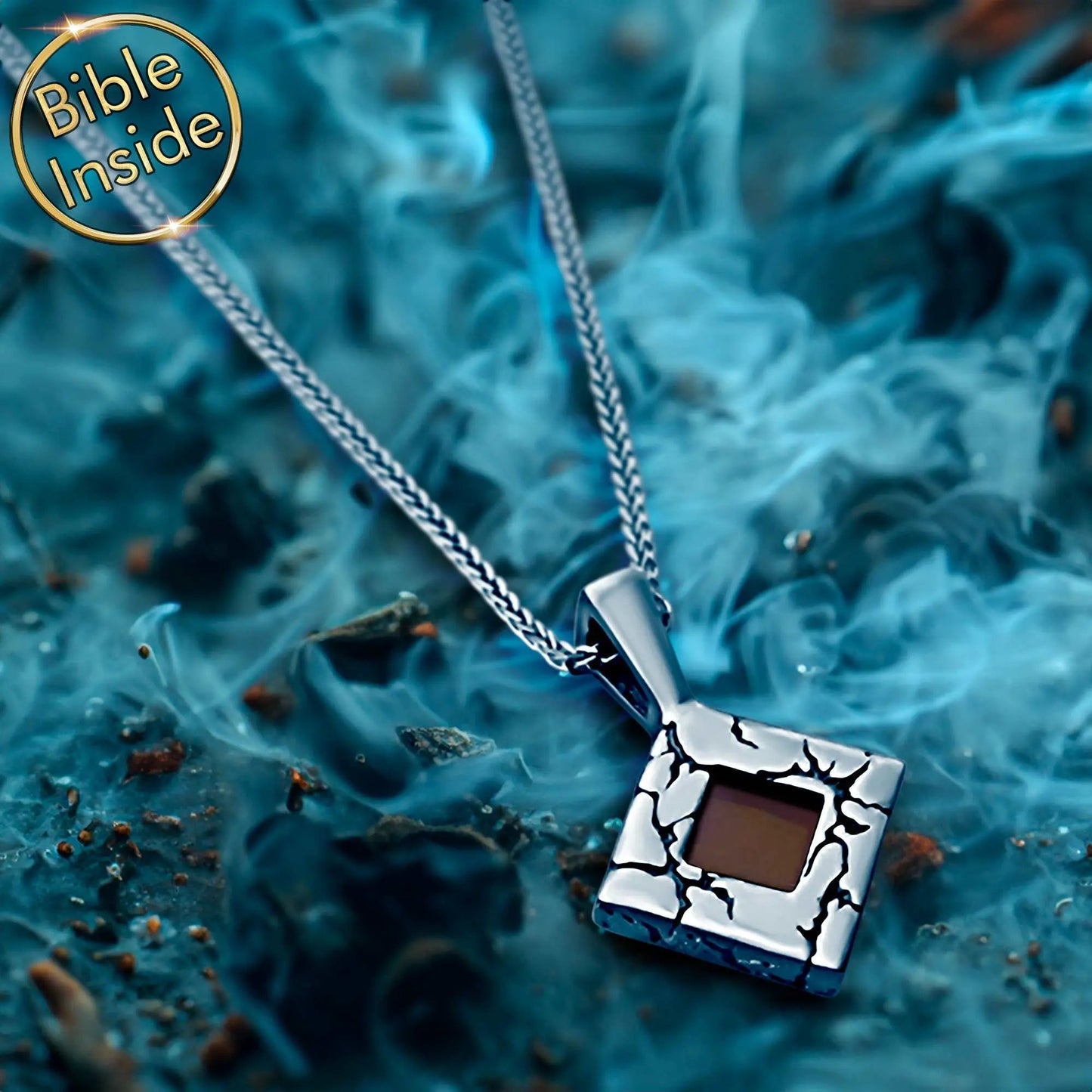 Nano Bible Jewelry – Lightning Pendant with Engraved Bible, Faith-Inspired