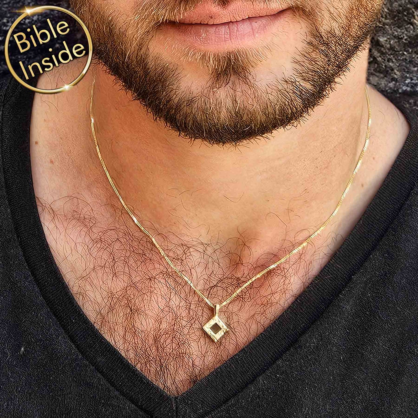Nano Bible Jewelry – Lightning Pendant with Engraved Bible, Faith-Inspired