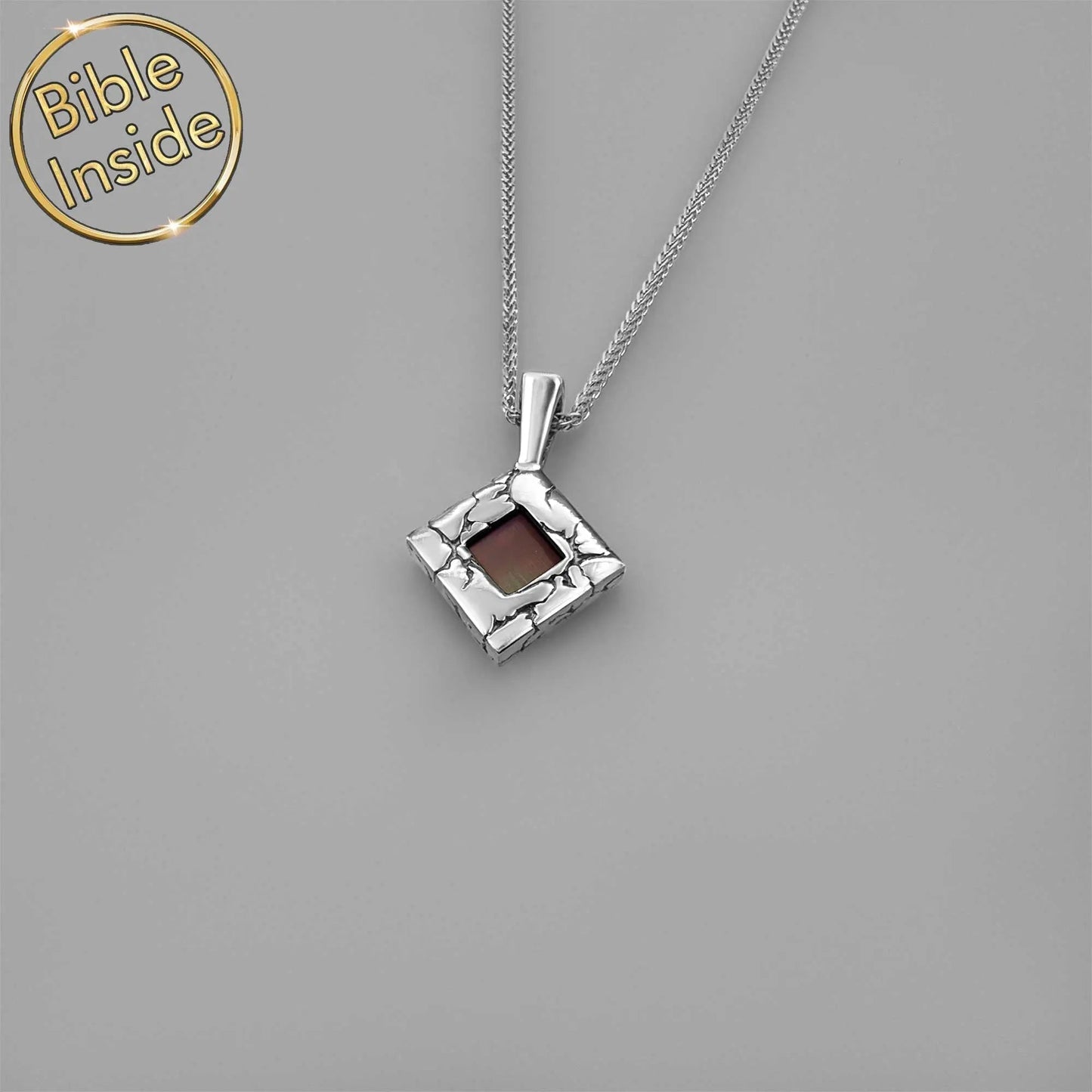 Nano Bible Jewelry – Lightning Pendant with Engraved Bible, Faith-Inspired