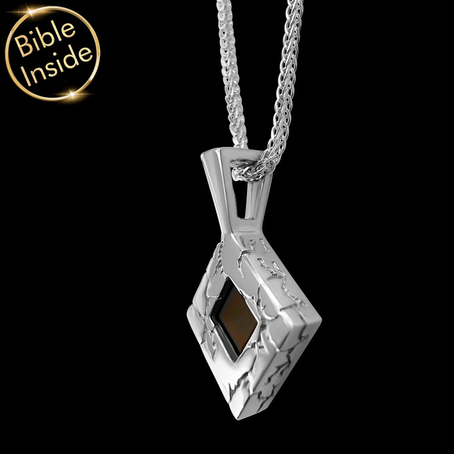 Nano Bible Jewelry – Lightning Pendant with Engraved Bible, Faith-Inspired