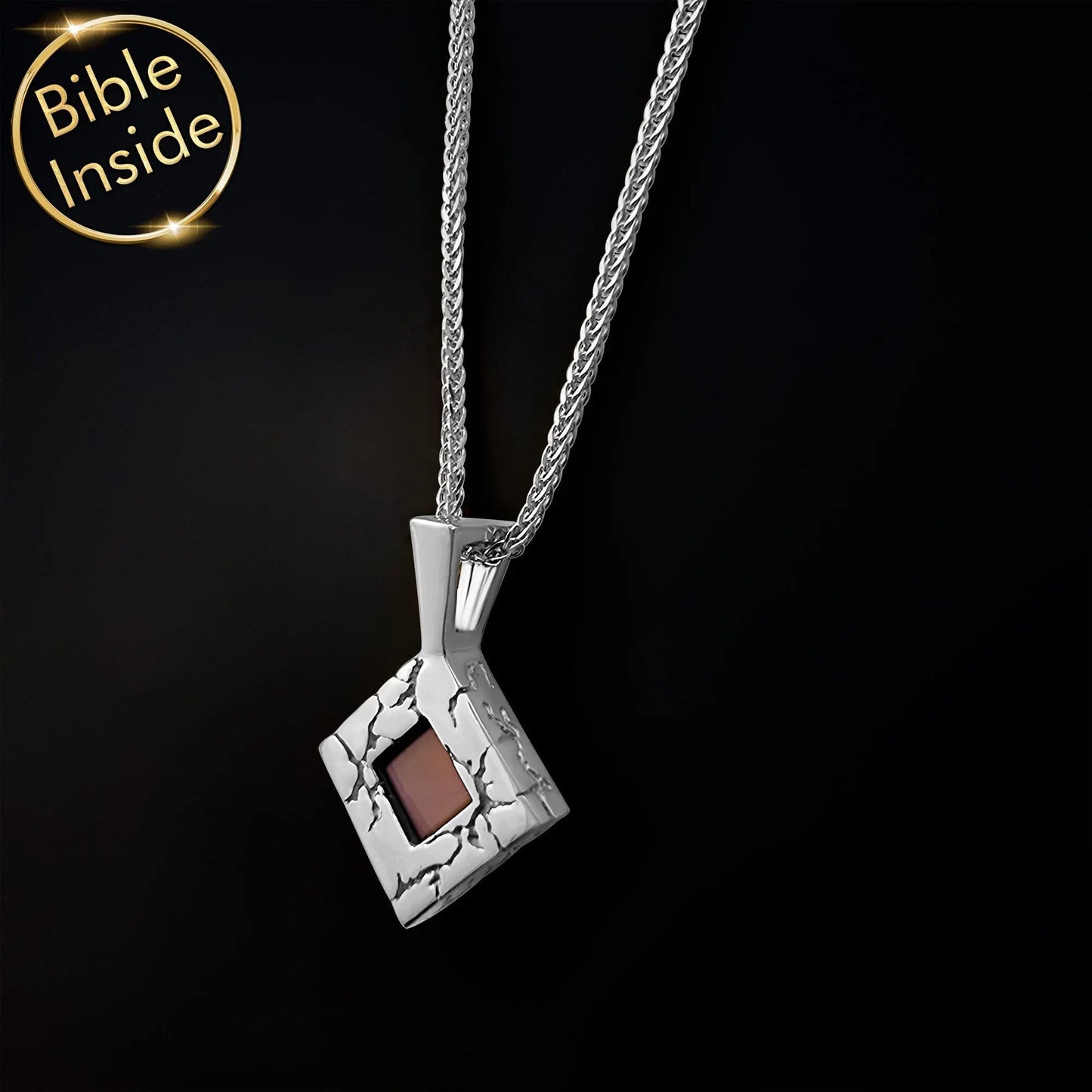 Nano Bible Jewelry – Lightning Pendant with Engraved Bible, Faith-Inspired