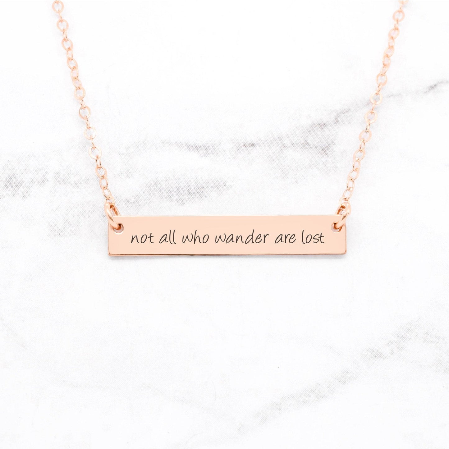 Not All Who Wander Are Lost - Sterling Silver Quote Bar Necklace