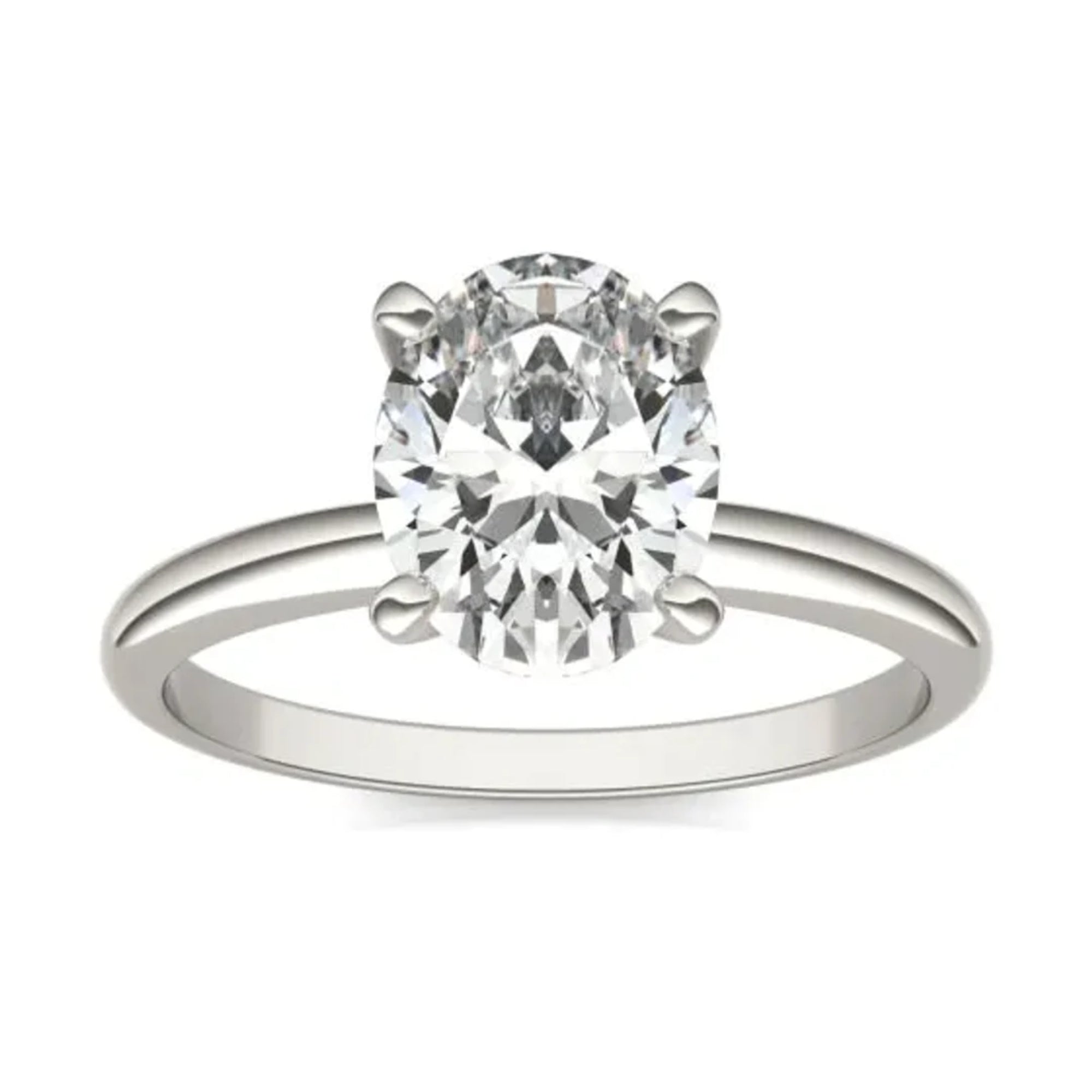 2.00 CTW AGI Certified Oval Lab Grown Diamond Solitaire Engagement Ring in 14K White Gold (G-Vs)