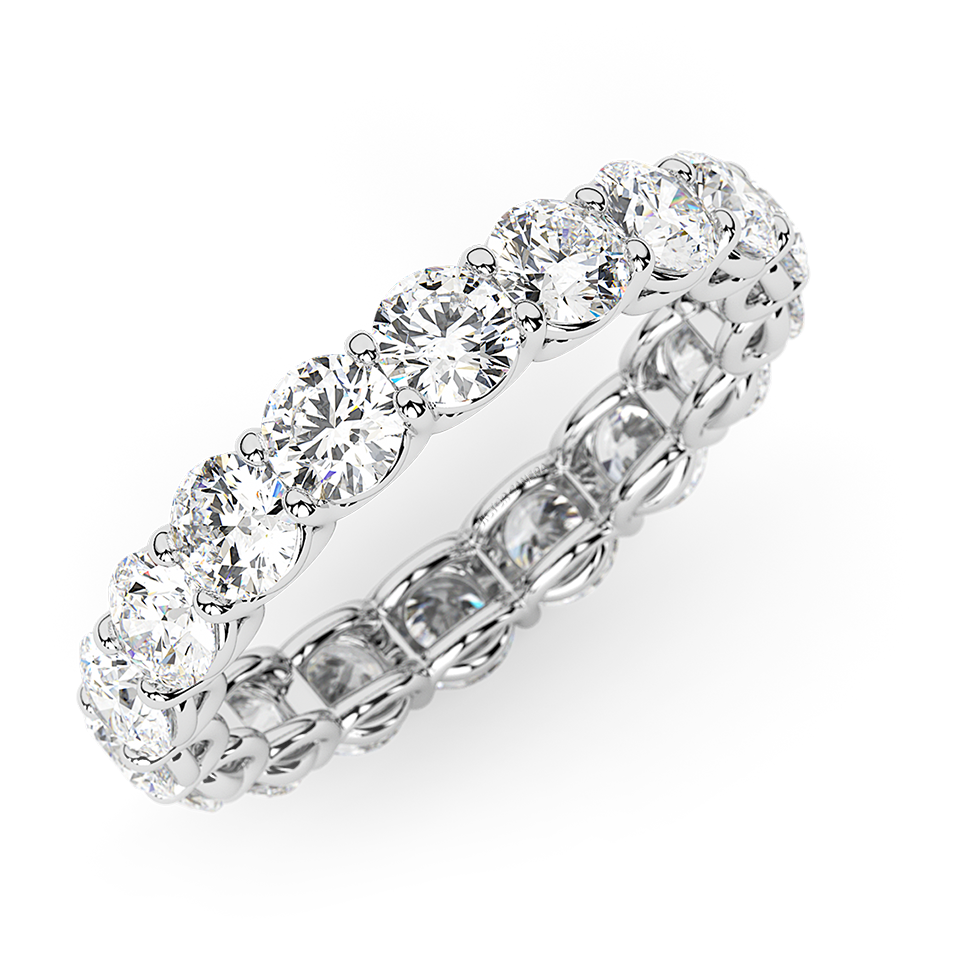 2 CTW Round Lab Grown Diamond Eternity Band, 14K White Gold, AGI Certified