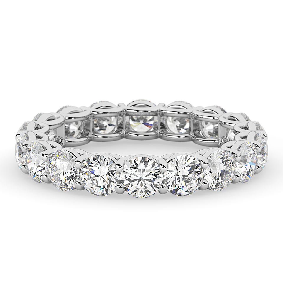 2 CTW Round Lab Grown Diamond Eternity Band, 14K White Gold, AGI Certified