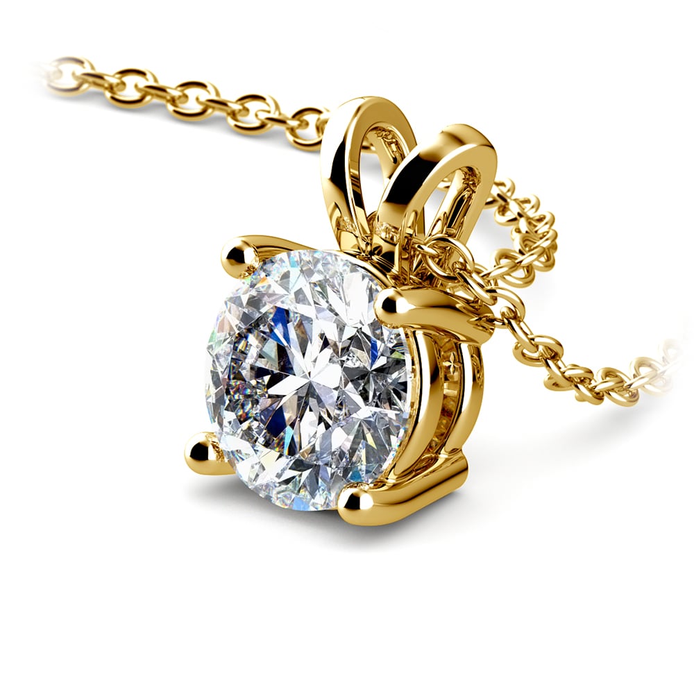 AGI Certified 2.00 CTW Prong Set Round Lab Grown Solitaire Diamond Pendant (G-Vs) in 14K White or Yellow Gold