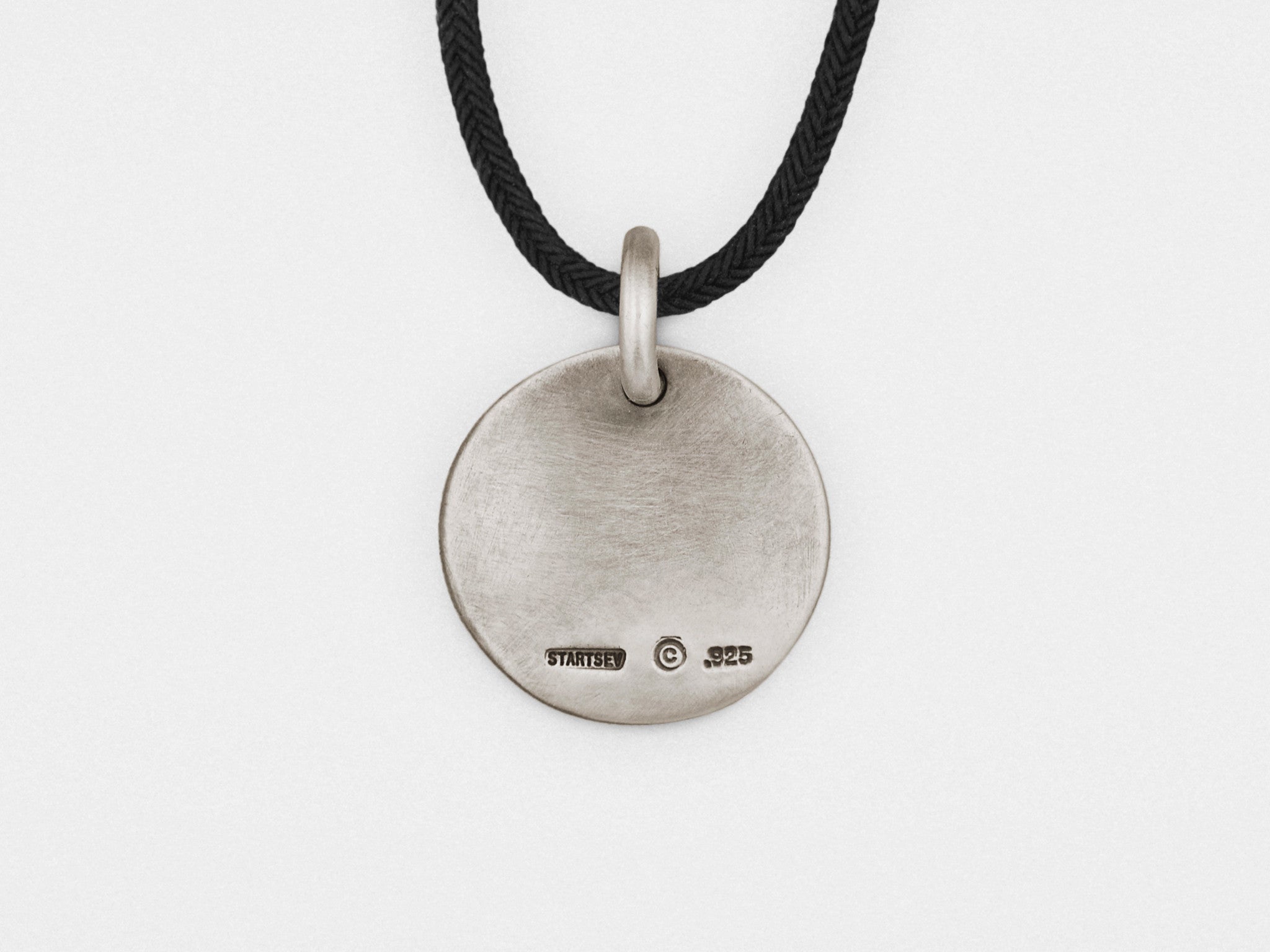 Oxidized Sterling Silver Intaglio Coin Pendant - Luxury Jewelry