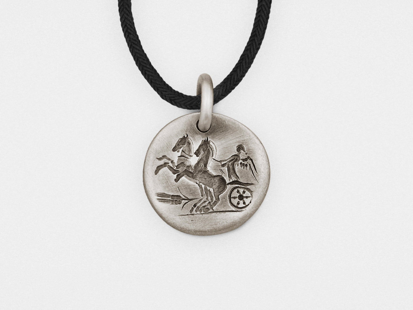 Oxidized Sterling Silver Intaglio Coin Pendant, Vintage Look, Handmade USA