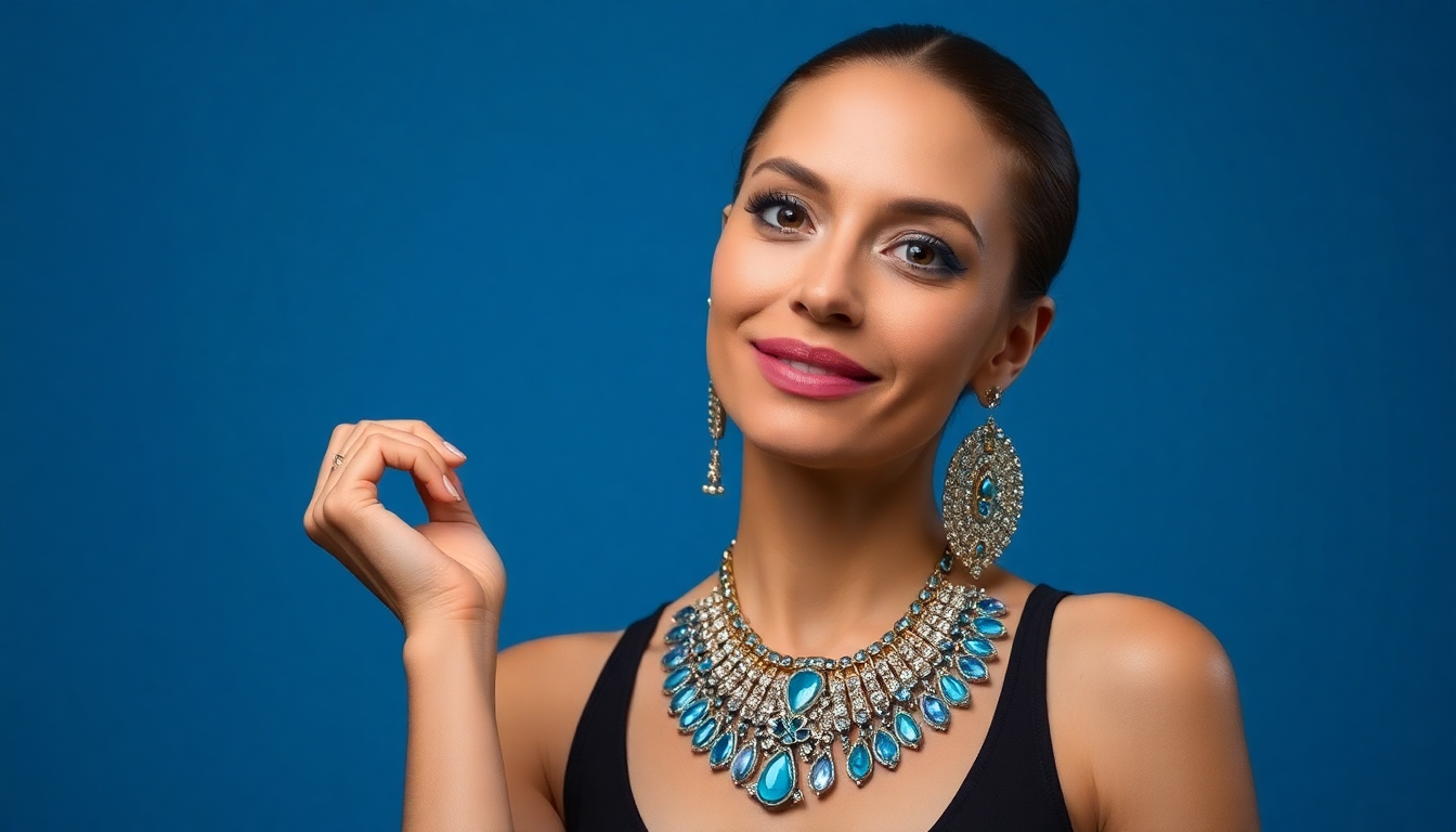 A confident woman wearing bold statement jewelry