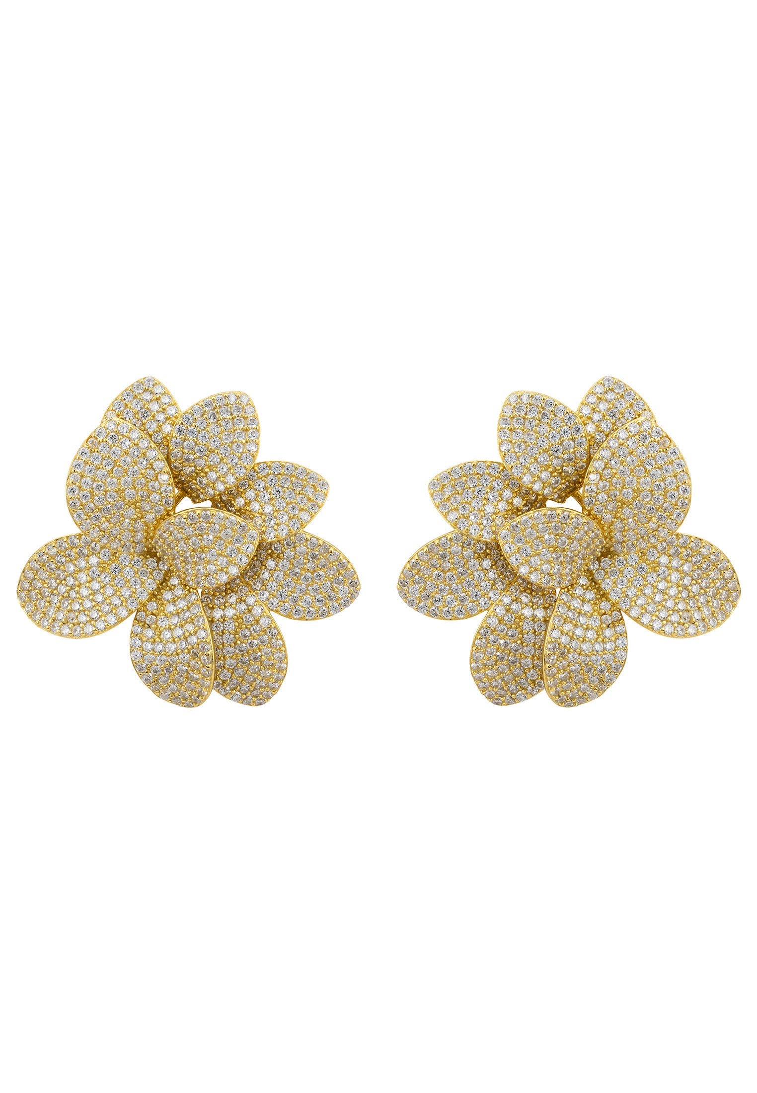 Amaryllis Flower Large Stud Earrings Gold