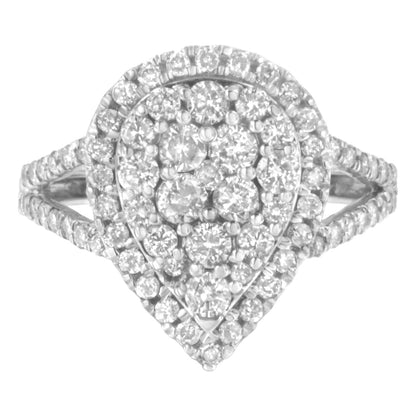 .925 Sterling Silver Diamond Cluster Ring 1.5 Cttw H-I I1-I2 – Elegant Sparkle