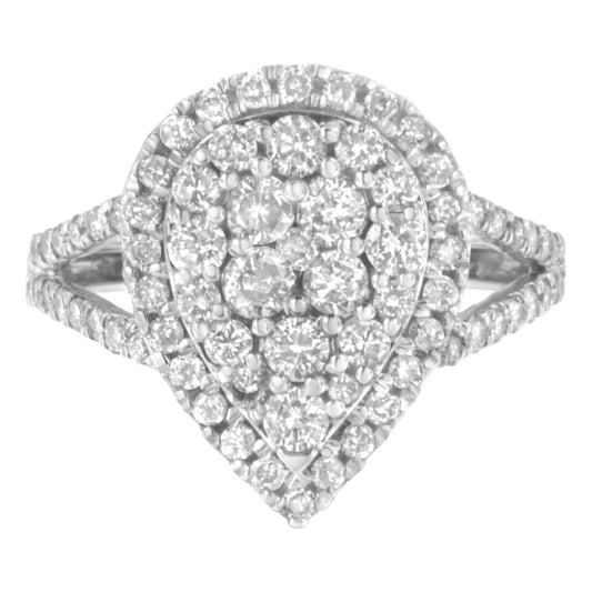 .925 Sterling Silver Diamond Cluster Ring 1.5 Cttw H-I I1-I2 – Elegant Sparkle