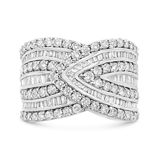 .925 Sterling Silver 2 3/8 Cttw Diamond Multi-Row Band Ring (J-K, I3)