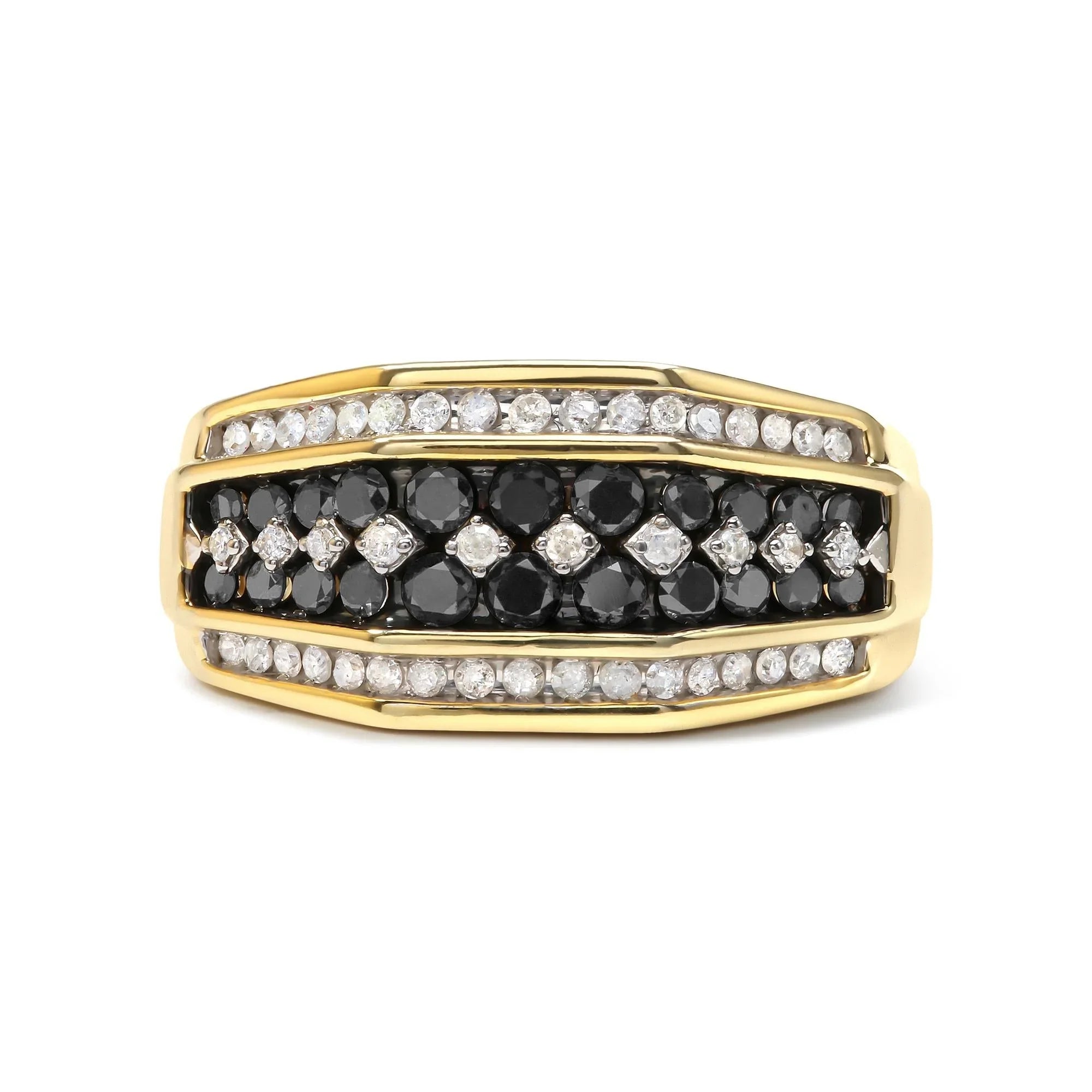 Men's White & Black Diamond Cluster Ring - Luxury Jewelry