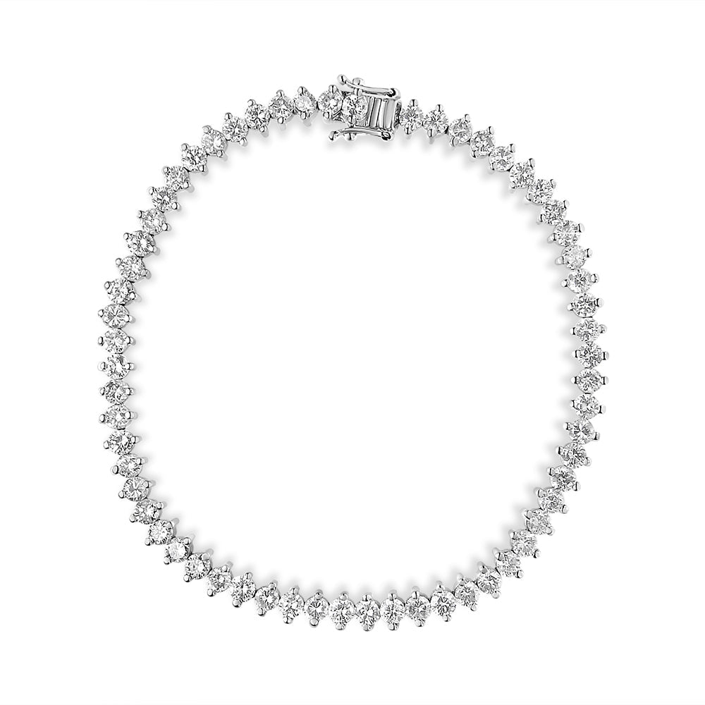 14K White Gold  Round Diamond 2-Prong Tennis Bracelet 7 - Luxury Jewelry