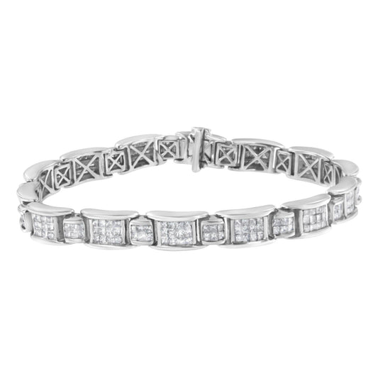 14K White Gold 5.0 Cttw Princess-Cut Diamond Tennis Bracelet 7" - Luxury Jewelry