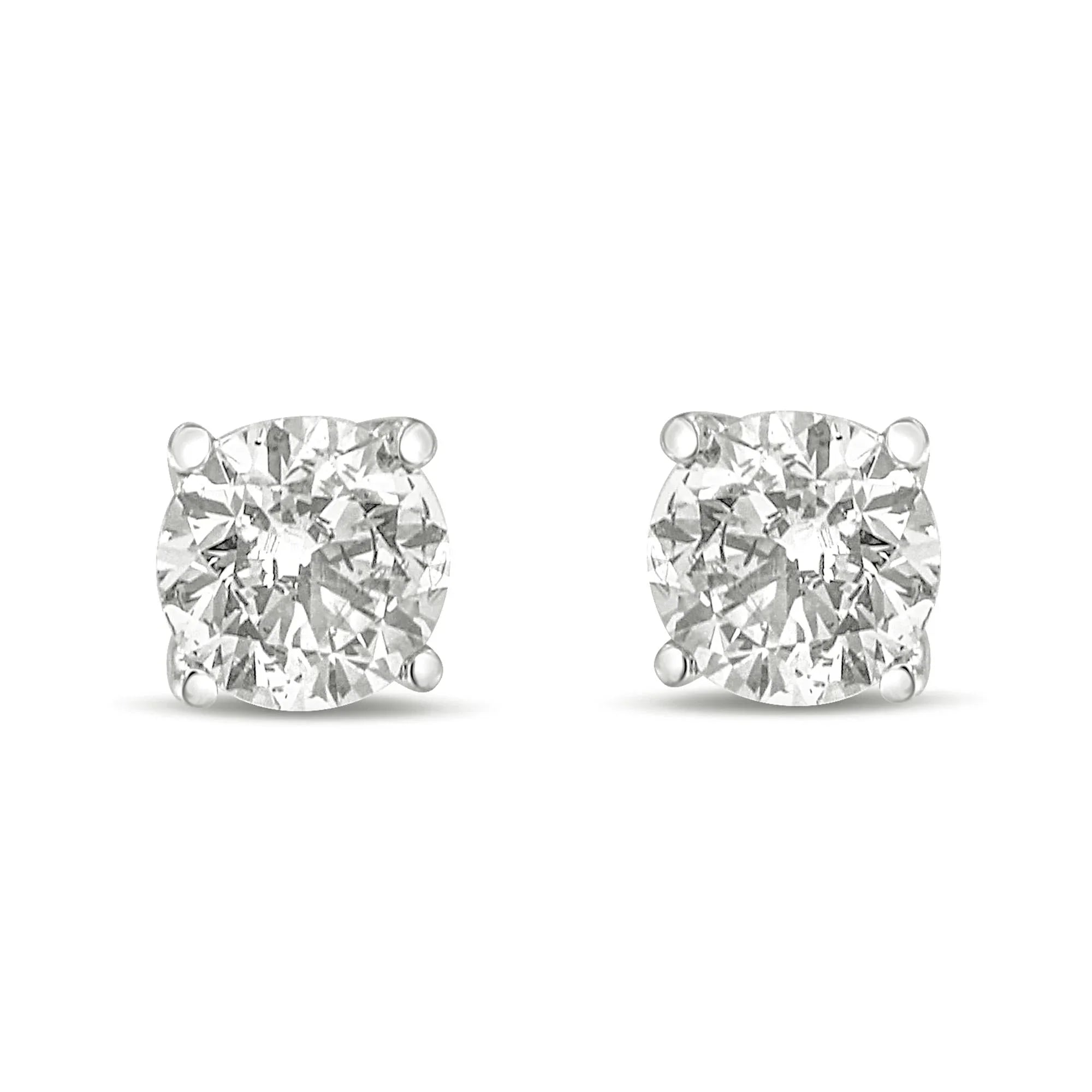 Round Brilliant Cut Lab Grown Diamond Solitaire Stud Earrings - Luxury Jewelry