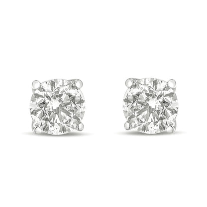 14K Gold 1.0 Carat Round Brilliant Cut Lab Grown Diamond Solitaire Stud Earrings