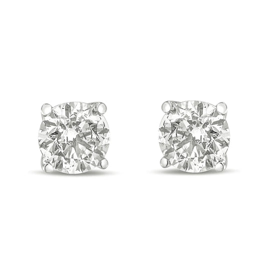 14K Gold 1.0 Carat Round Brilliant Cut Lab Grown Diamond Solitaire Stud Earrings