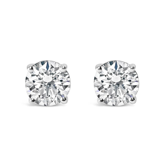 14K Gold 1.0 Carat Round Brilliant Cut Lab Grown Diamond Solitaire Stud Earrings