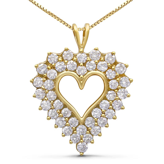 4.0 Cttw Diamond Heart Necklace – 14K Gold Plated Sterling Silver, 18