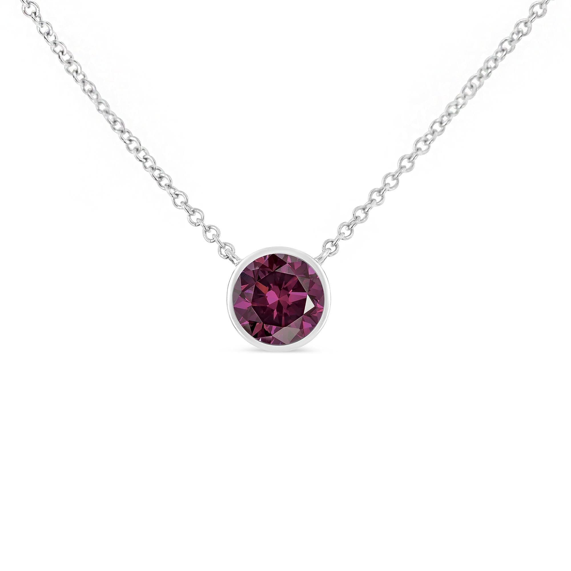 Sterling Silver Gemstone Bezel Set Solitaire Necklace - Luxury Jewelry