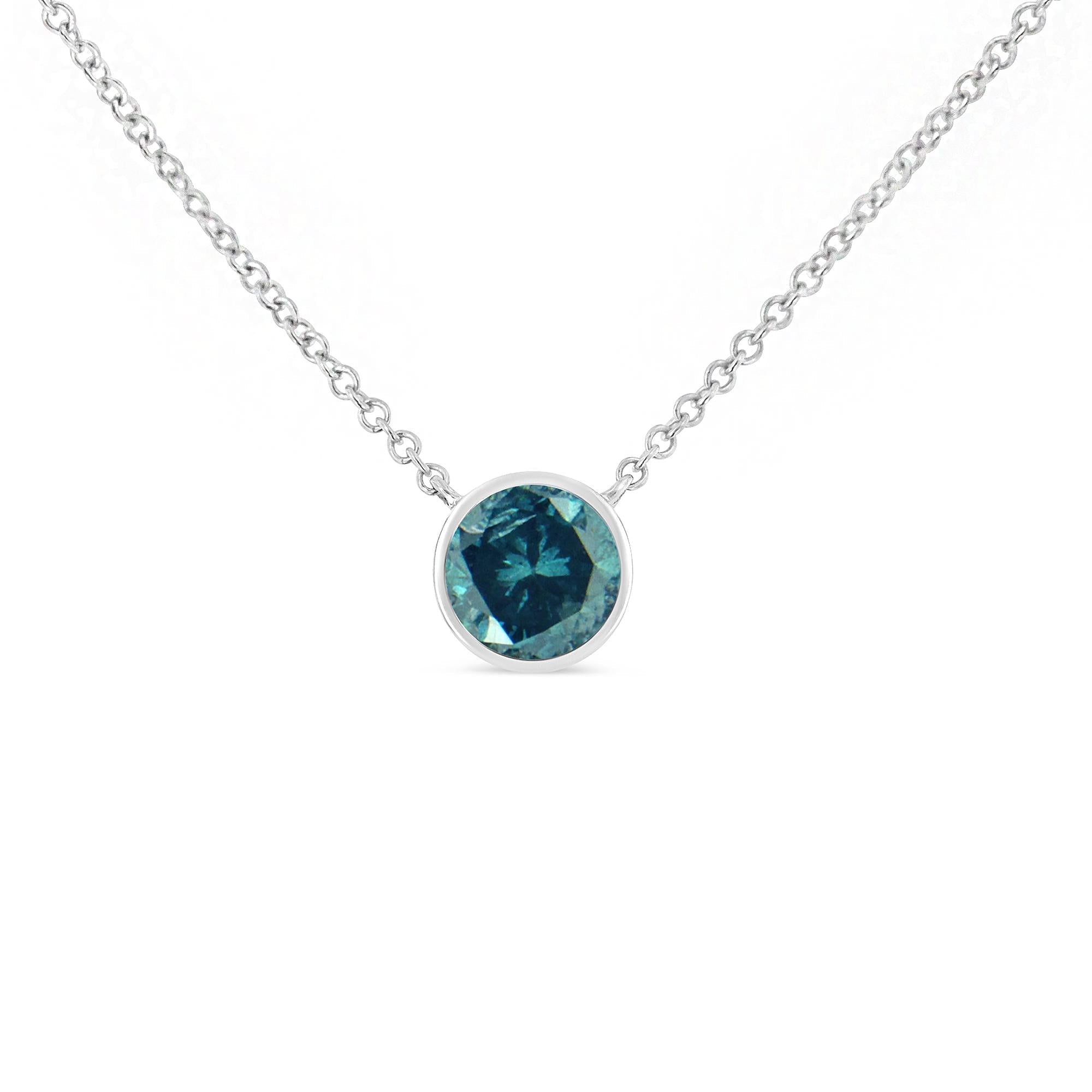 Sterling Silver Gemstone Bezel Set Solitaire Necklace - Luxury Jewelry