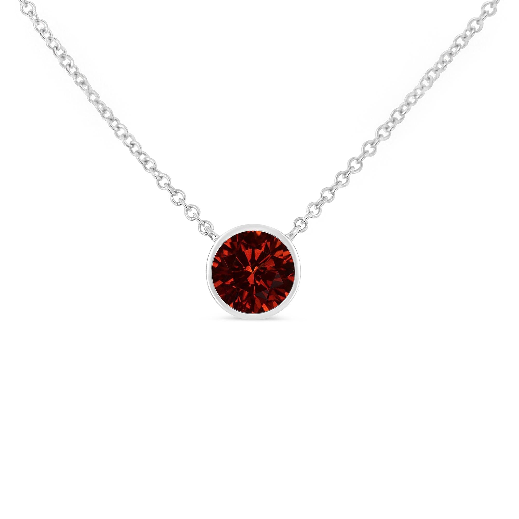 Sterling Silver Gemstone Bezel Set Solitaire Necklace - Luxury Jewelry