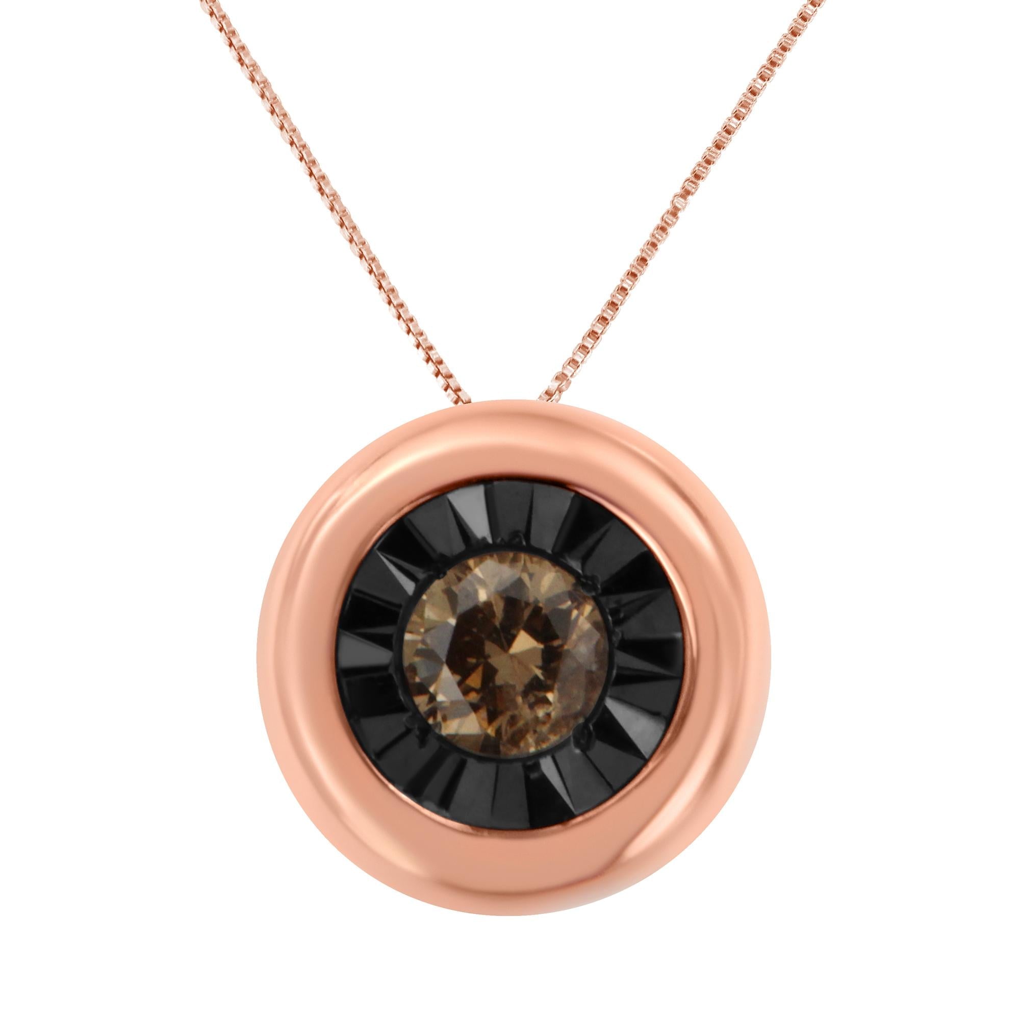 Black Rhodium 10K Rose Gold Diamond Two-Tone Miracle-Plate Solitaire Pendant - Luxury Jewelry