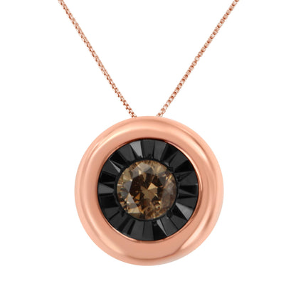 Black Rhodium 10K Rose Gold Diamond Two-Tone Miracle-Plate Solitaire Pendant