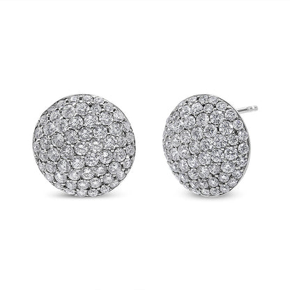 18K White Gold 3.5 Cttw Diamond Cluster Disc Stud Earrings