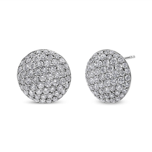 18K White Gold 3.5 Cttw Diamond Cluster Disc Stud Earrings