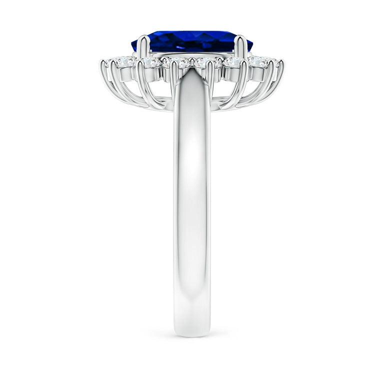 Princess Diana Inspired 3.00CTW AGI Certified G/vs Lab-Grown Sapphire and Diamond Halo Ring in 14K White Gold