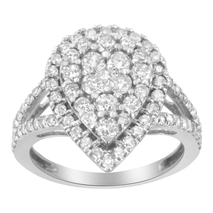 .925 Sterling Silver Diamond Cluster Ring 1.5 Cttw H-I I1-I2 – Elegant Sparkle