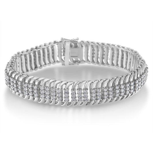 14K White Gold 5.0 Cttw Round Diamond S Wave Tennis Bracelet - Luxury Jewelry