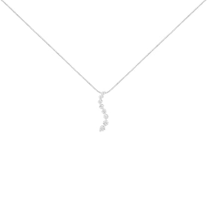 AGS Certified 14k White Gold 3.0 Cttw Round-Cut Diamond Journey 18" Necklace