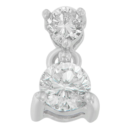 14K White Gold 1/2 Cttw Round Cut Diamond Pendant Necklace