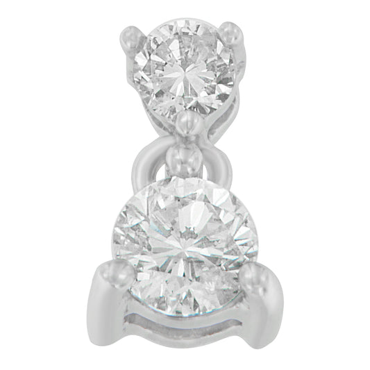 14K White Gold 1/2 Cttw Round Cut Diamond Pendant Necklace