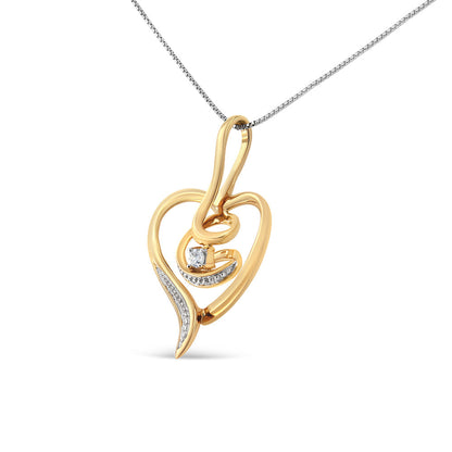 Espira 10K Yellow Gold Diamond Swirl Open Heart Pendant Necklace