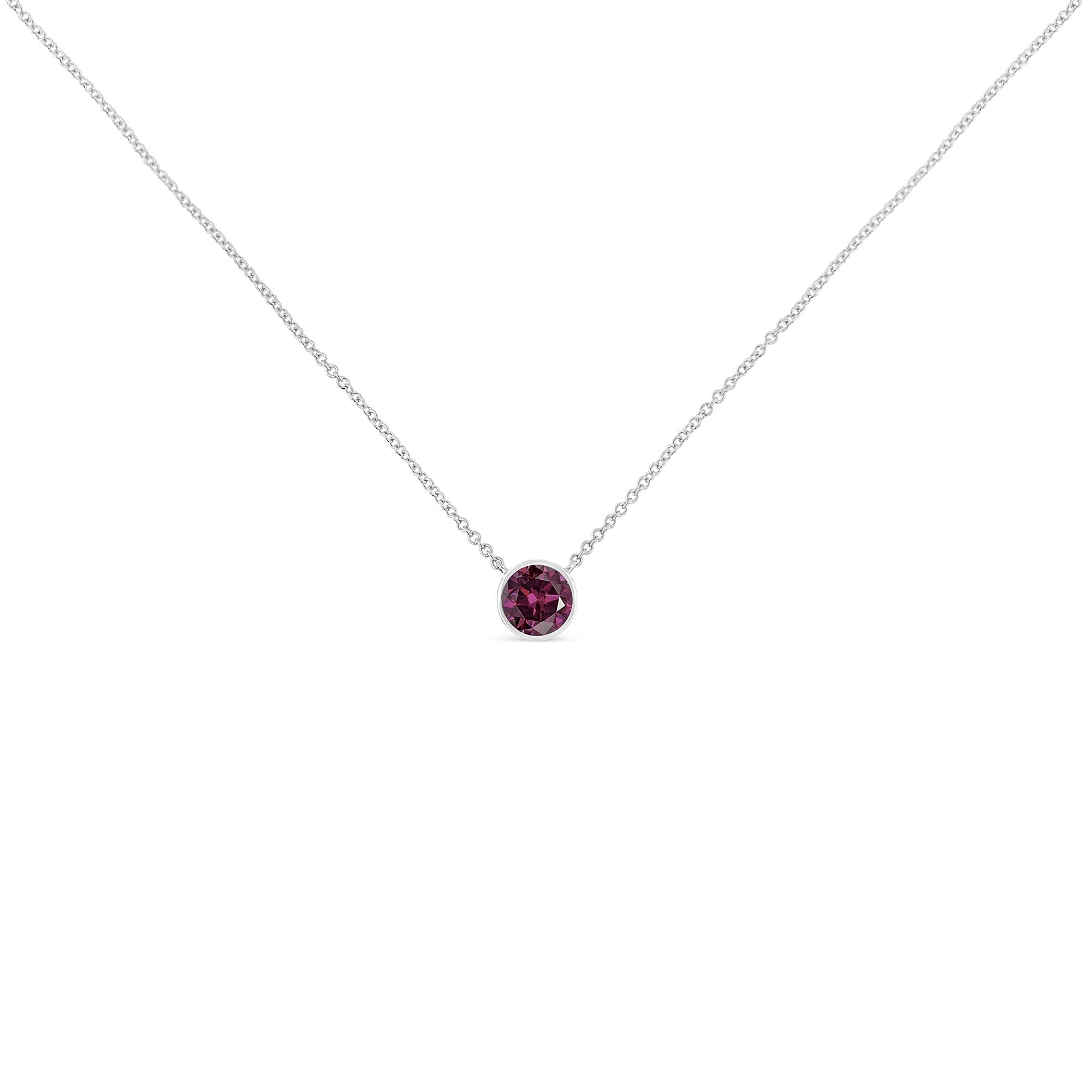 Sterling Silver Gemstone Bezel Set Solitaire Necklace - Luxury Jewelry
