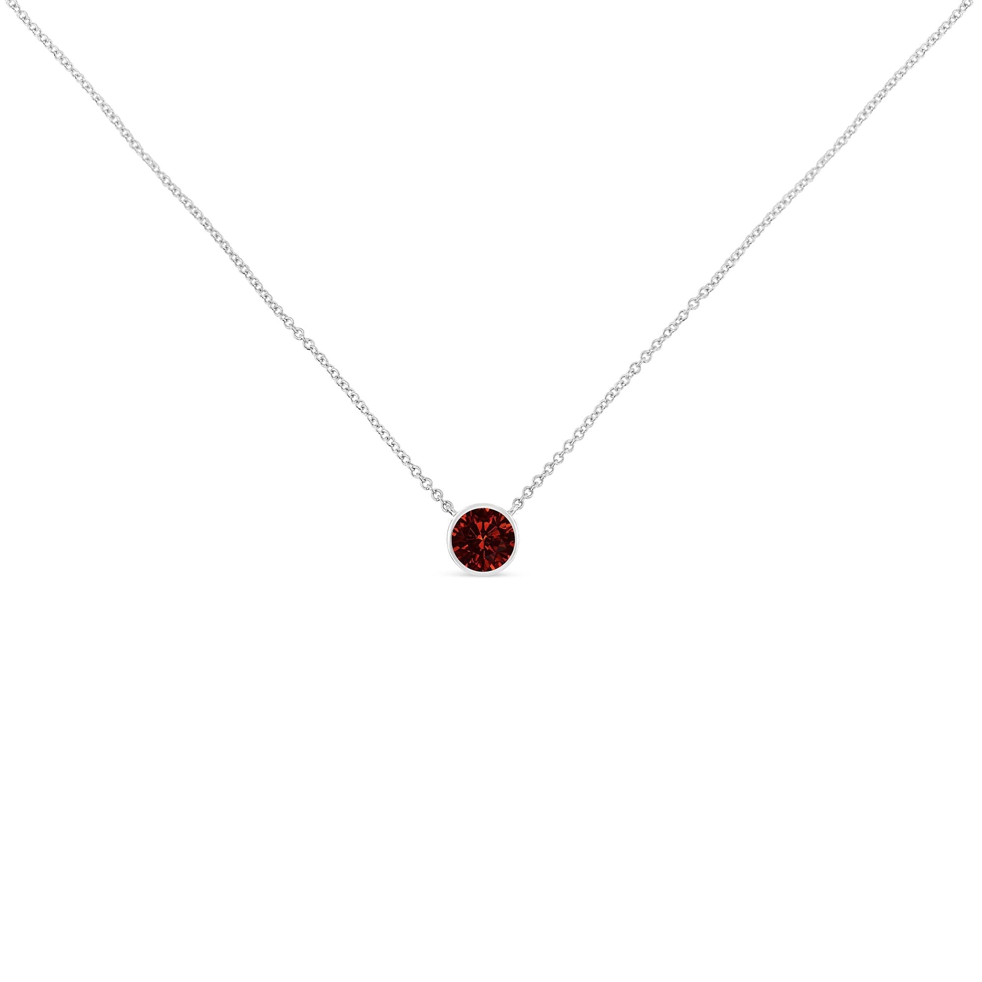 Sterling Silver Gemstone Bezel Set Solitaire Necklace - Luxury Jewelry