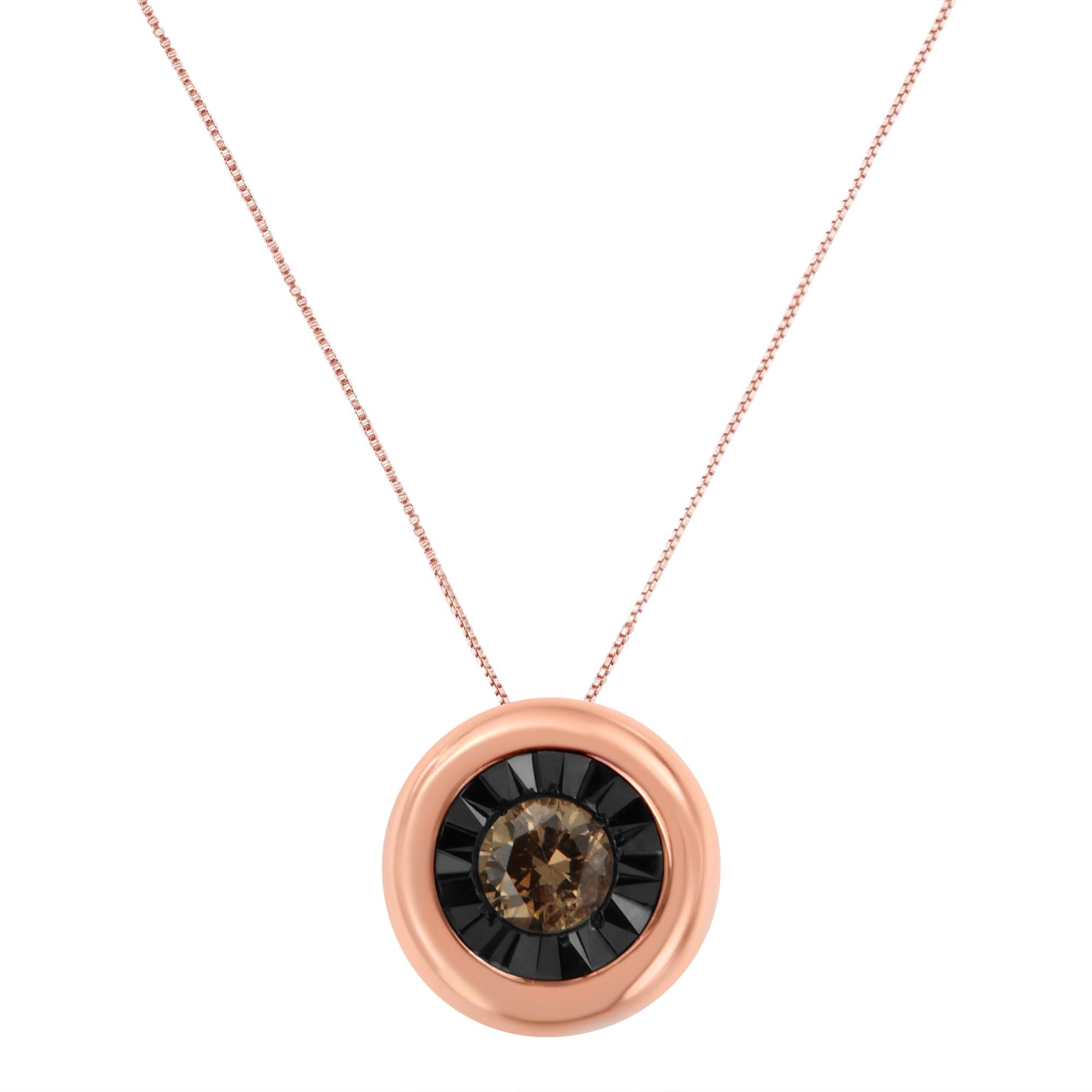 Black Rhodium 10K Rose Gold Diamond Two-Tone Miracle-Plate Solitaire Pendant - Luxury Jewelry