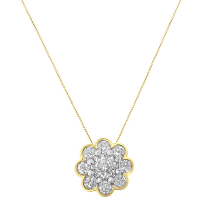 10K Gold Plated Sterling Silver 1/4 Cttw Diamond Cluster Pendant Necklace