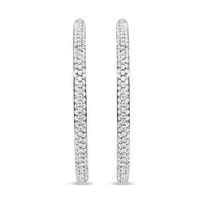 18K White Gold 2.00 Cttw Round-Cut Diamond Hoop Earrings - Luxury Jewelry
