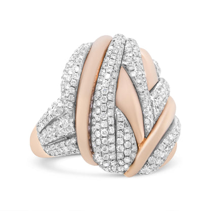 18K Rose & White Gold 1 7/8 Cttw Diamond Textured Dome Cocktail Ring (VS1-VS2)
