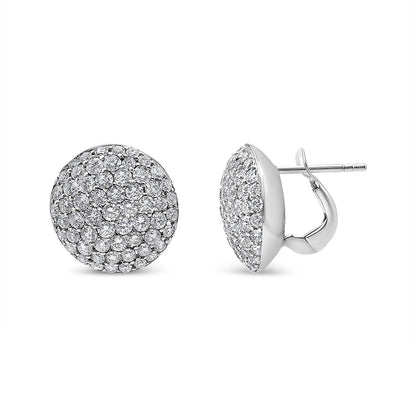 18K White Gold 3.5 Cttw Diamond Cluster Disc Stud Earrings