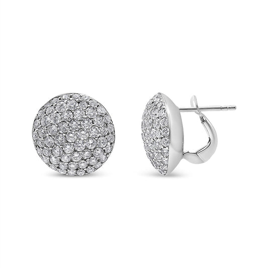 18K White Gold 3.5 Cttw Diamond Cluster Disc Stud Earrings