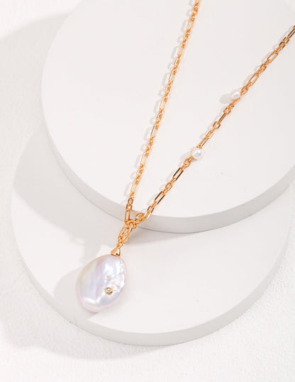 Handmade Pearl Pendant Necklace, 18K Gold Vermeil on Silver, 60cm, Gift Box