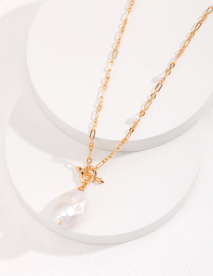 Handmade Pearl Pendant Necklace, 18K Gold Vermeil on Silver, 60cm, Gift Box