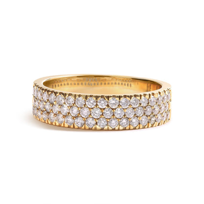 14K Yellow Gold Pave Set 3/4 Cttw Multi-Row Diamond Band Ring (H-I, SI2-I1)